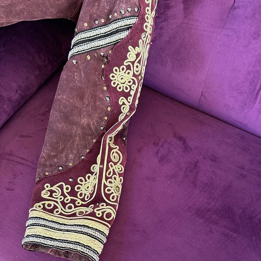 Free People Burgundy Embroidered Utility Jacket - Picture 3 of 3